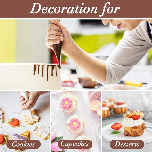 12 Inch Piping Bags Disposable, 100 Pastry Bags, Tipless Icing Frosting Bags for Cake, Cupcake, Cookie, Candy,