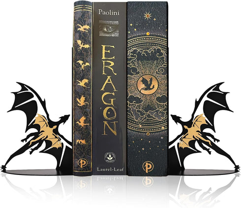 Nichake Metal Dragon Bookends Stoppers Holder Stand for Desk Shelf Cool Dragon Bookends