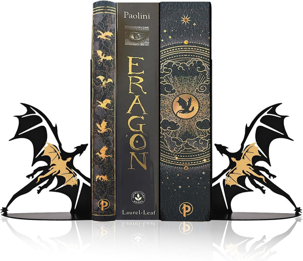 Nichake Metal Dragon Bookends Stoppers Holder Stand for Desk Shelf Cool Dragon Bookends