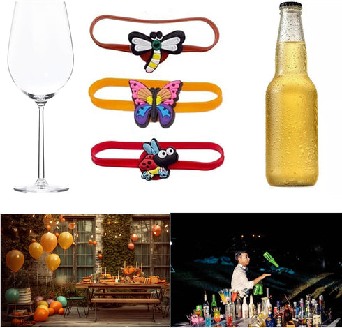 Ackron 18Pcs Silicone Wine Glass Markers, Funny Drink Markers for Glasses, Suitable for Bottle Identification at Parties