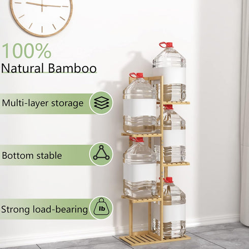 5 6 Laiensia Bamboo Tier Potted Plant Stand Rack Multiple Flower Pot Holder Shelf, Indoor&Outdoor Planter Display