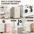 75L 16.5" 12.5" 27.5" Goodpick White Laundry Basket with Wheels, Rolling Laundry Hamper for Bedroom Bathroom, Foldable