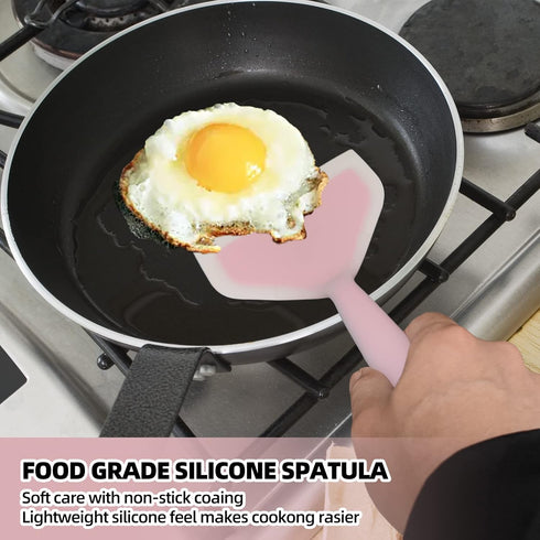 2 Pack Silicone Pancakes Spatula, Wide Turner for Eggs, Fish, Pizza, and Steak for Nonstick Cookware