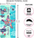 Microfiber Beach Towel, Oversized 30×60 inch Sand Free Quick Dry Lightweight Towel with Cute Starfish Design