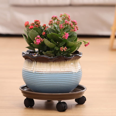 5 Packs 11.8" Plant Caddy with Wheels Plastic Rolling Plant Stands Heavy-Duty Plant Dolly with Casters Indoor Outdoor