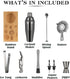 Semderm Set, 18/8 10-Piece Black Cocktail Shaker Premium Stainless Steel Mixology Bartender Kit with Stylish Bamboo