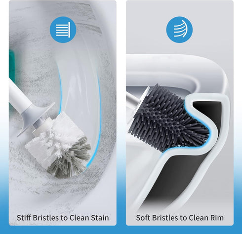 BOOMJOY Toilet Bowl Brush with Holder - Durable Toilet Cleaner Brush with Dense Bristles & Clear Base for Bathroom
