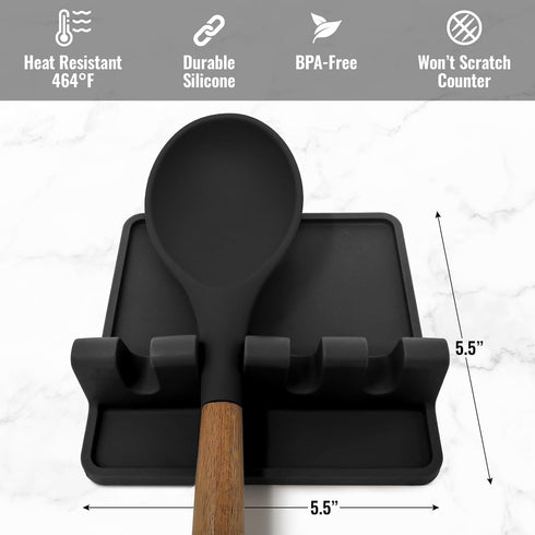 Zulay Kitchen Silicone Utensil Rest - BPA-Free, Durable Spoon Rest with Drip Pad for Stove Top