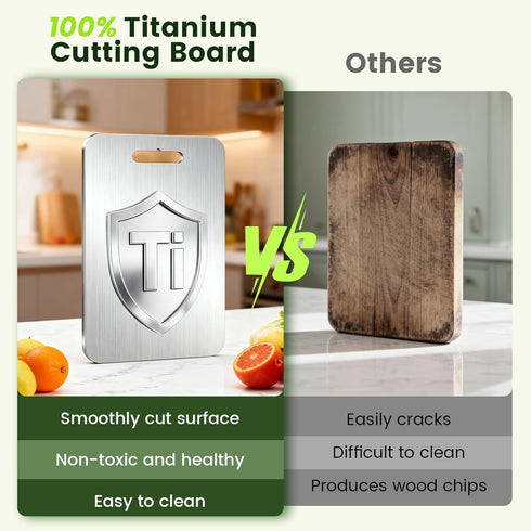 Board,100% Fruit(18L*12W) Titanium Cutting Pure Titanium Cutting Boards for Kitchen, Double-sided Food Grade Cutting