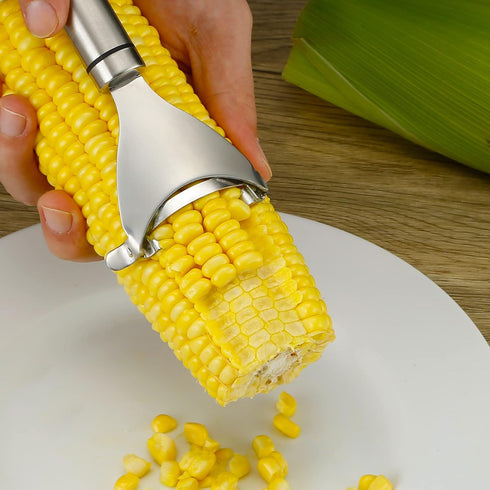 Corn Peeler Stainless Steel Tool, Corn Cob Stripper, Kitchen Gadget for Removing Kernels in Seconds