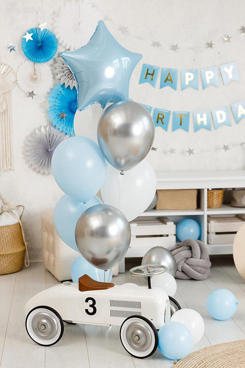 Treasures Gifted Chrome Metallic Silver Balloons - 12 Inch Large Silver Balloons, 36 Pack Bulk