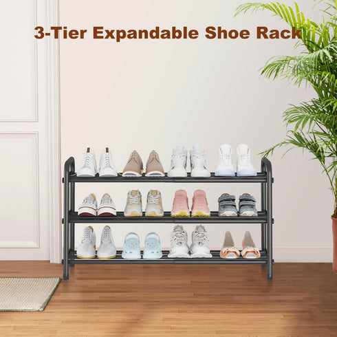 3-Tier Closet, KANAV Expandable Shoe Rack Organizer Shoe Shelf for Entryway & Front Door Space-Saving Shoe Storage