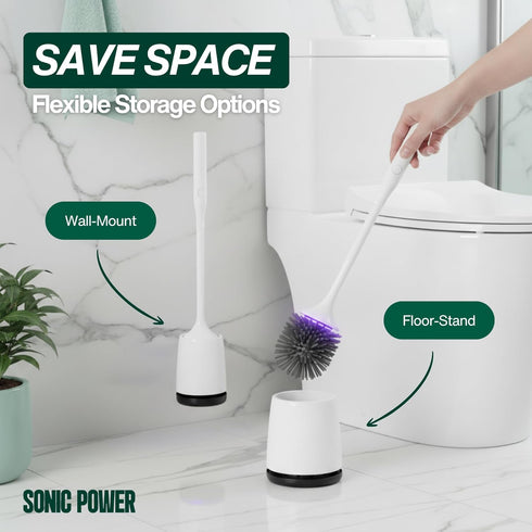Set, (Pack 1) Electric Toilet Brush & Scrubber Self Cleaning Silicone Toilet Bowl Brush with UVC Light, Rechargeable