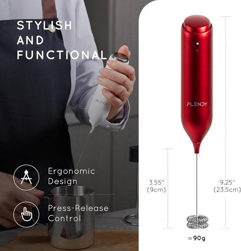 Rechargeable Handheld Milk Frother, USB-C Charging Stand, Mini Electric Whisk for Coffee, Matcha, etc.