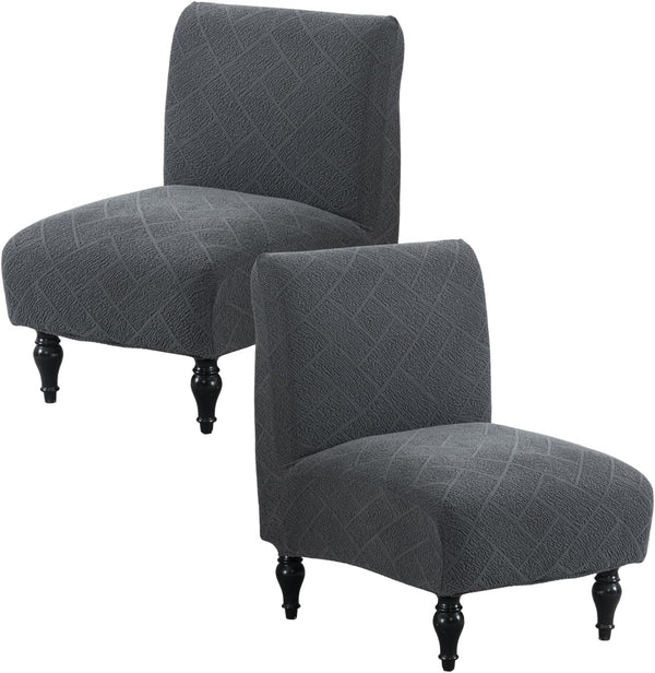 Armless Accent Chair Cover Stretch Jacquard Accent Chair Covers Without Arms Washable
