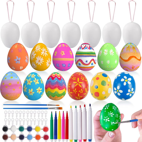 Max Fun 50 Pcs White Blank Easter Eggs Ornaments Bulk Decoration for
