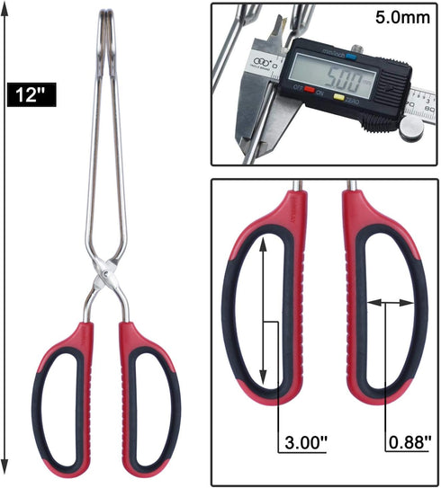 12-Inch Stainless Steel Scissor Tongs with Comfort-Grip Handle