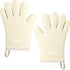 Silicone Oven Mitts, Heat Resistant 450 Degrees, Waterproof Non-Slip Gloves for Baking Cooking (White)