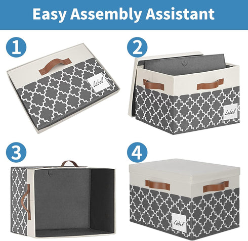 GhvyenntteS Large Storage Bins with Lids, 3-Pack Foldable Fabric Boxes, Sturdy Baskets with Label Window
