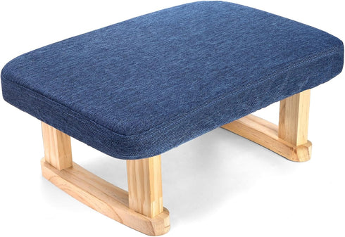 Lawei Small Foot Stool Ottoman, Rectangle Fabric Footstool with Wood Legs, 6.7''H