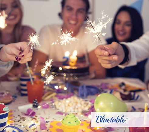 Disposable Blue Plastic Tablecloth (12 Pack) - Ultra Heavy Duty Rectangle (54” x 108”) for 6 or 8 Foot Tables