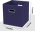 Black Foldable Storage Cubes Bins, Fabric Storage Box Organizer with Dual Handles, Navy Blue