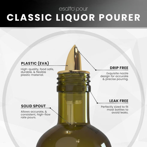 12 Pack 4 ESATTO Classic Bottle Pourers, Liquor Pourers for Alcohol, Olive Oil, Bartender Accessories Includes Liquor