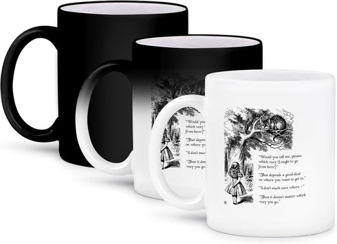 3dRose "Which Way Ought I Go From Here" Cheshire Cat Quote Mug, 11 oz