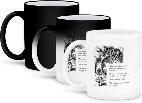 3dRose "Which Way Ought I Go From Here" Cheshire Cat Quote Mug, 11 oz
