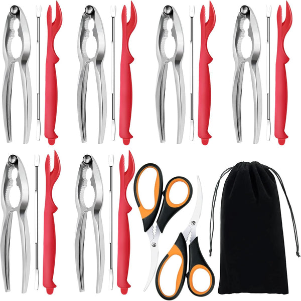 Seafood Cracker Tools, 21 Pcs Crab Leg Crackers and Tools, 6 Crab