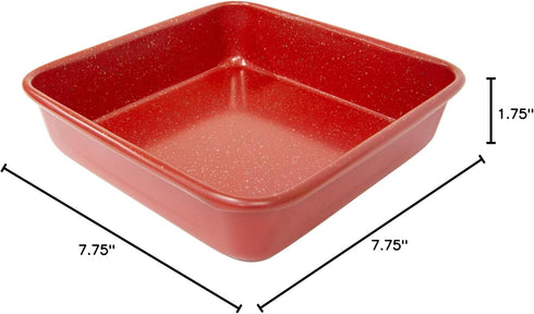 casaWare 7-Inch Toaster Oven Ultimate Series Square Pan, Commercial Weight Ceramic Non-Stick Coating, Red Granite