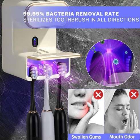 3 Automatic Toothpaste Dispenser,Smart Toothpaste Dispenser Wall Mounted with Toothpaste Slots,Electric Toothbrush
