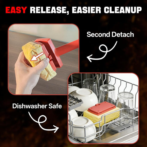 Grill Brush Bristle Free, Steam Grill Cleaning Brush with Detachable & Dishwash-Safe Brush-Head, Ergonomic Comfort Grip