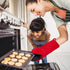 Puppet Oven Mitts Red Cotton Silicone Non-Slip Long Sleeve, Heat Resistant Gloves for Home Kitchen Chef Cooking