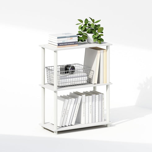 3-Tier 11.6 23.6 29.6, Furinno Turn-N-Tube Book Shelf, Bookshelf, Bookcase with Multipurpose Compact Display Rack, x x