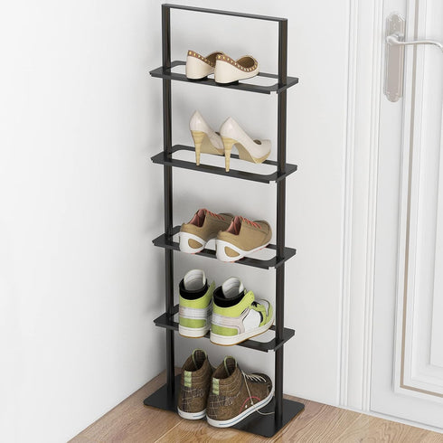 Metal Shoe Stand, 5 Tier Vertical Shoe Rack, Narrow Shoe Rack for