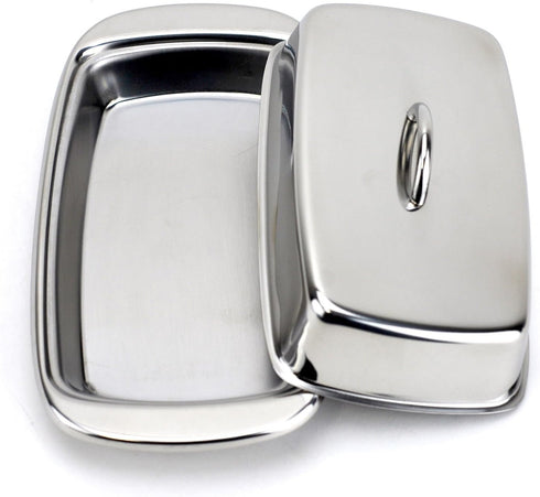 4" 7.5" Cuisinox Stainless Steel Butter Dish with Lid, x