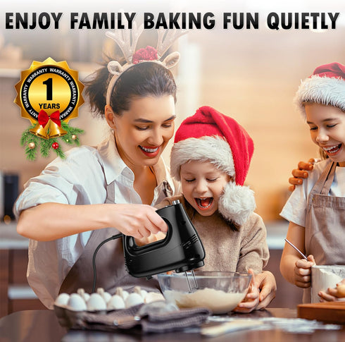 Electric Hand Mixer with Stainless Steel Whisk, Dough Hook Attachment and Storage Bag, Handheld Mixer for Baking Cakes, Eggs, Cream Food Mixers. Turbo Boost /5 Speed Kitchen Blender by GUALIU