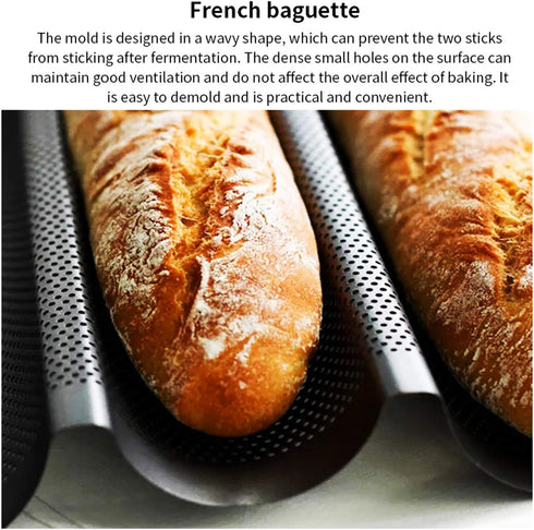 Non-Stick Baguette Tray - French Bread Pan in Carbon Steel