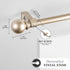 Kenney Chelsea Ball End Window Curtain Rod, Adjustable for Windows 28 to 48 Inches, Soft Brass Gold