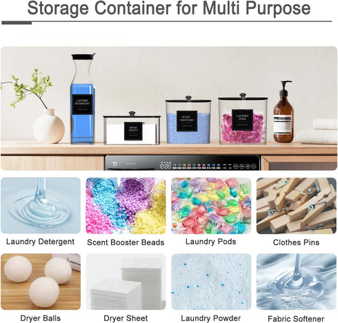 3+1 Pack Laundry Pods Containers & Dryer Sheet Holder & Laundry Detergent Dispenser, Laundry Room Organization
