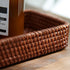 Rattan Serving Tray, Rectangular Woven Tray, Natural Wicker Decorative Baskets for Kitchen, Bathroom, Tabletop (Dark