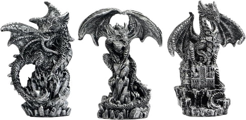 Dragon Statue Collectible Figurines Decor-Fantasy Gothic Beast - Dragons Lover,Bedroom/Bookshelf/Desk 3 Pack