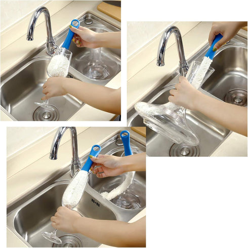 Boao 3 Pcs Decanter Cleaning Brush - Flexible Bottle Cleaning Brush Set with Cleaning Beads for Goblets and Glasses