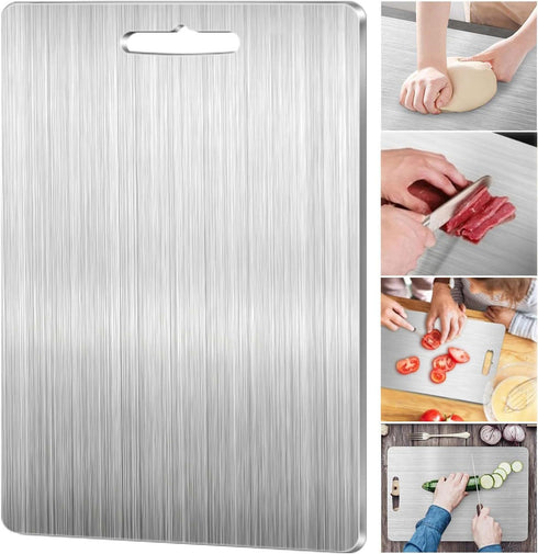 WLWXMH Titanium Cutting Board, Titanium Cutting Boards for Kitchen Cooking, Double Sided Stainless