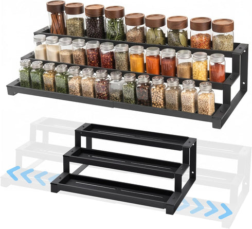 3-Tier Spice Rack Organizer for Kitchen Cabinet or Pantry, 16"-29" Expandable Spice