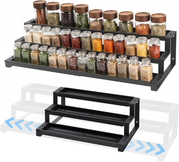3-Tier Spice Rack Organizer for Kitchen Cabinet or Pantry, 16"-29" Expandable Spice