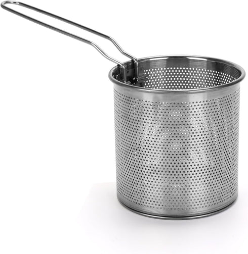Small Deep Fryer Pot with Basket, Mini Fryer and Soup Pot with Tongs and Lid, 1.3-Quart