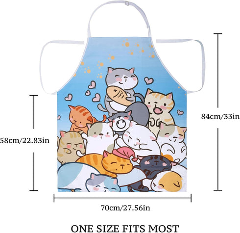RosieLily Cute Cat Apron for Women, Anime Funny Kitchen Apron for Cooking, Baking, Gardening, Kawaii Gifts for Teens