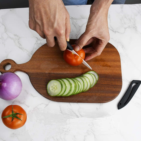 Paring Knife with Large Handle, Super Sharp 4 Inch Ceramic Blade, Rust Proof Stain Resistant, ABS Handle, Black
